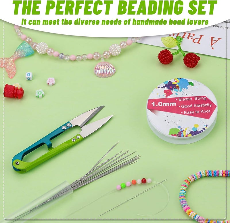 UOOU Beading Needles Set,Seed Beads Needles,24 Pcs Big Eye Beading Needles,1mm/Roll Elastic String for Bracelets Transparent 27 Pcs Beading String for Jewelry Making - Image 2